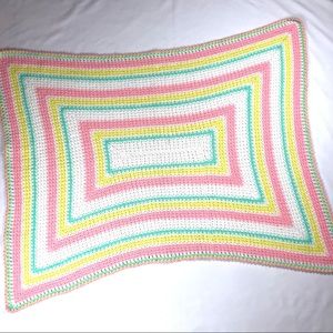 **Pastel** Baby Afghan Crochet Knitted Pink 42x30